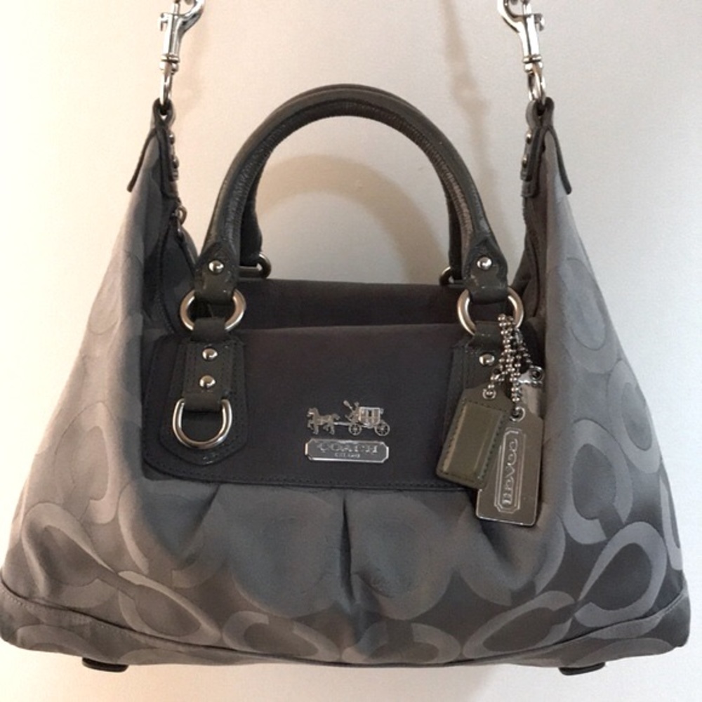 Coach Madison OP ART Sabrina Grey Satchel Handbag 12943 EUC - Picture 1 of 12